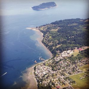 Aerial photo of seaside village